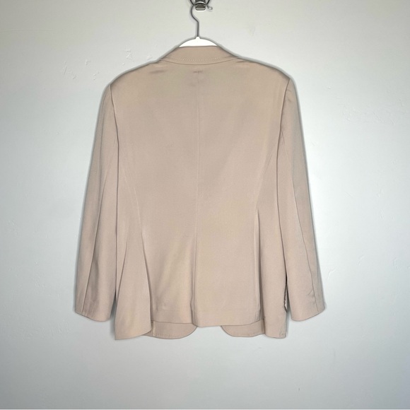 Escada Beaded Vintage Blazer Jacket 42 Large 12 Silk Cream Tan Beige Pockets - Picture 4 of 9